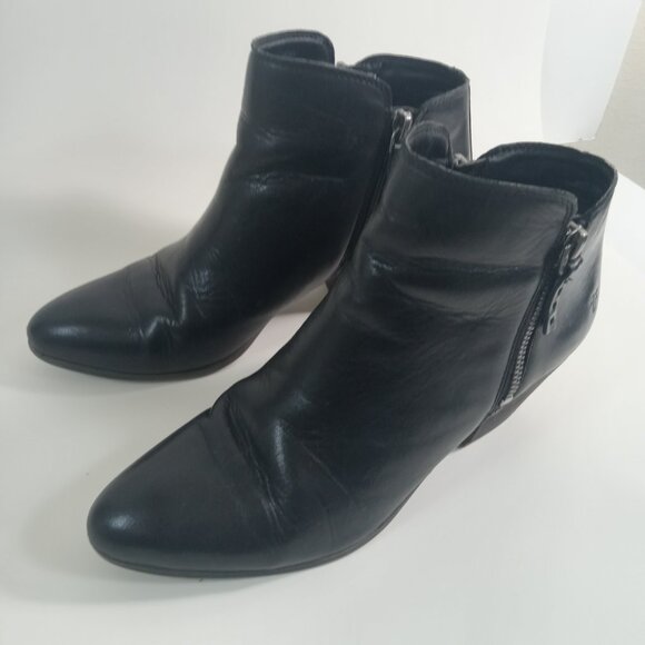 Frye Women's Judith Black Leather Ankle Booties Side Zippers Block Heel Size 8.5 - Picture 6 of 16